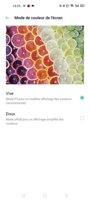 Le réglage des couleurs sur l'Oppo Find X2 Neo