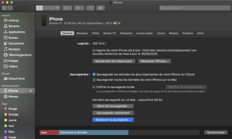 Sauvegarde iphone 11