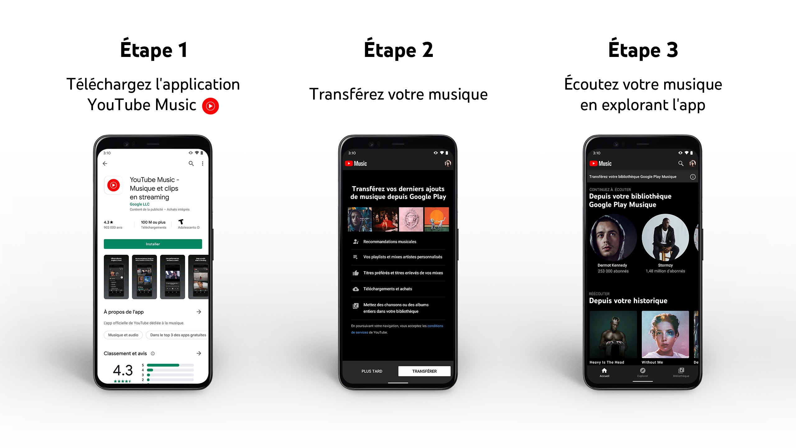 Transfert de musiques vers YouTube Music