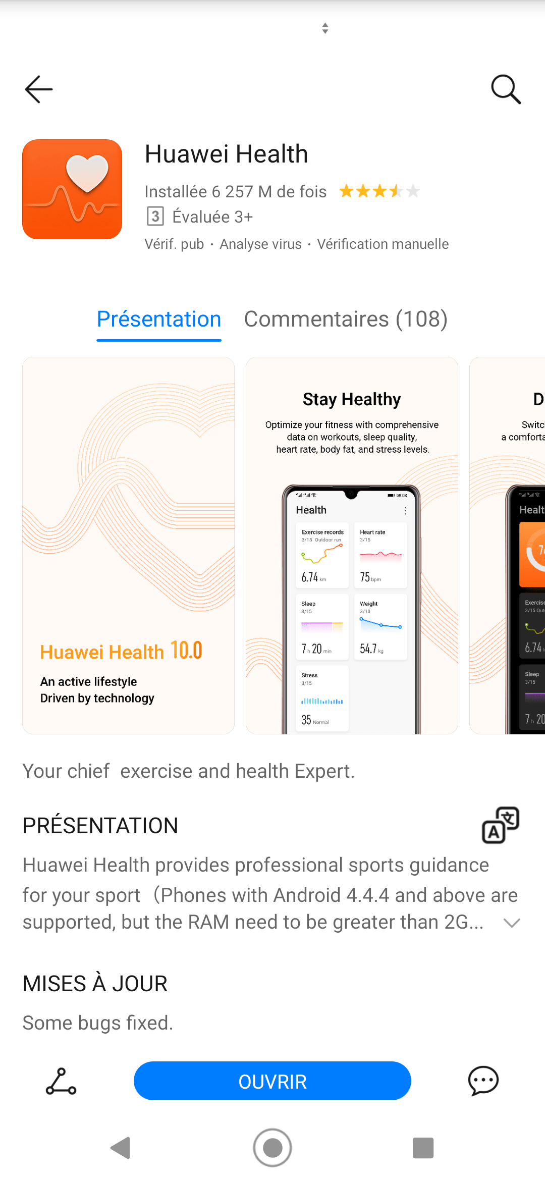 Huawei Santé doit être installé depuis App Gallery