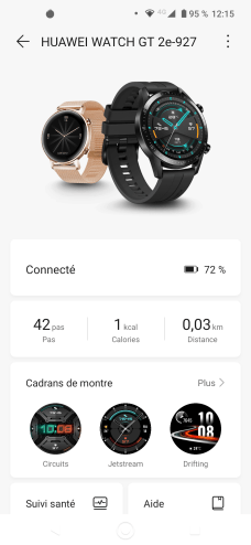 Le réglage des paramètres de la Watch GT 2e dans Huawei Santé