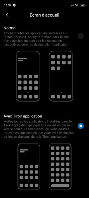 Activation tiroir d'applications sur le Xiaomi Redmi Note 9 Pro