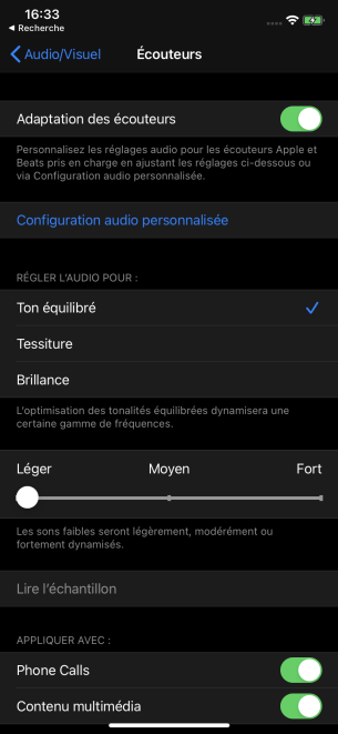 Amplifier les sons légers dans iOS 14