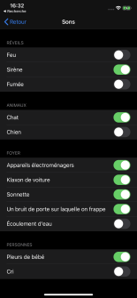 La reconnaissance des sons dans les paramètres d'accessibilité d' iOS 14