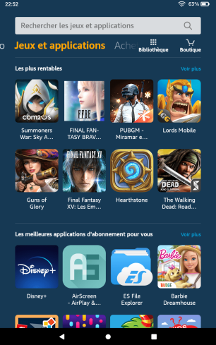 Captures d'écran Amazon Fire OS 7 5