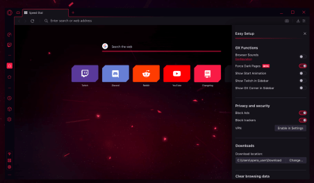 dark mode Opera GX