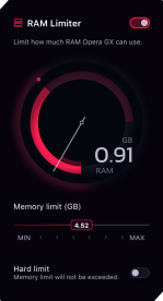 La limitation de la RAM dans Opera GX // Source : Opera