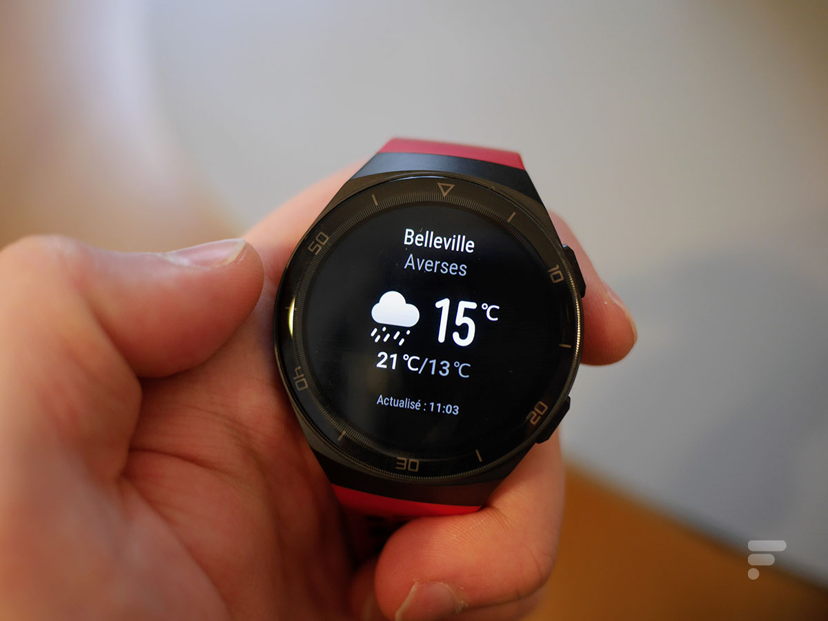 La météo indiqué sur la Huawei Watch GT 2e