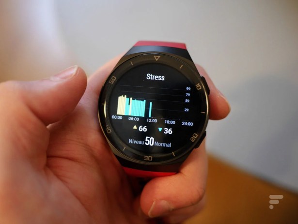 Le niveau de stress affiché sur la Huawei Watch GT 2e