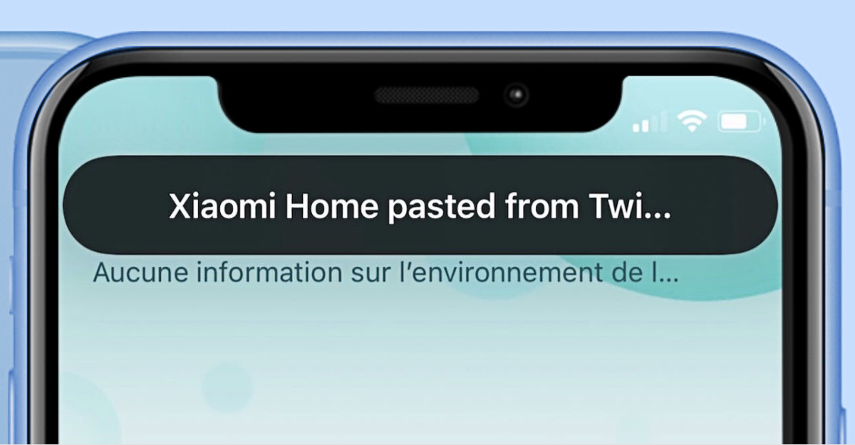 notification d'accès au presse-papier sur iOS 14