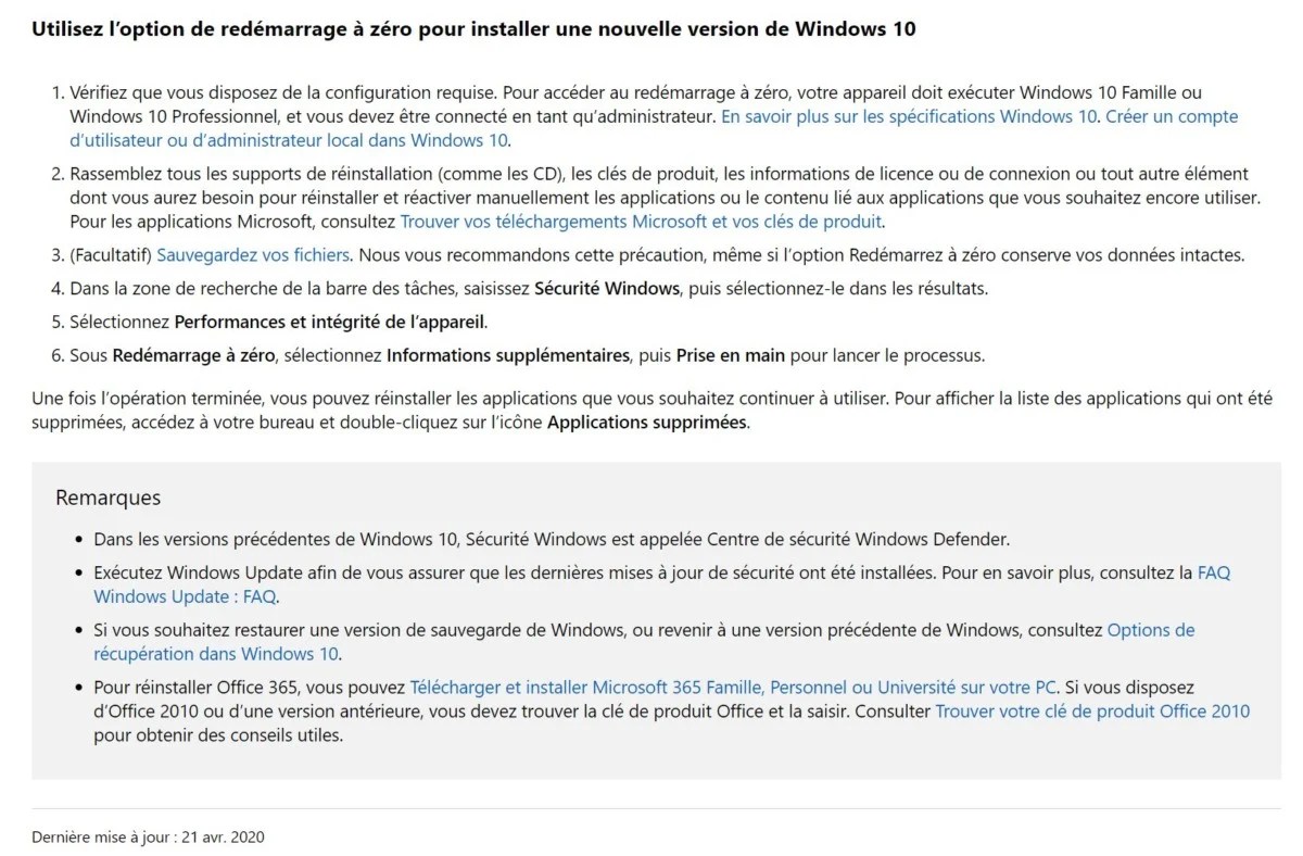 Microsoft documentation FR