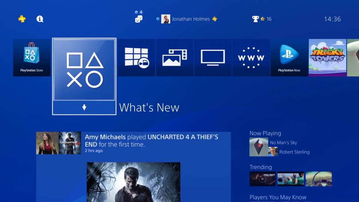 Sony PlayStation 4 interface 2020