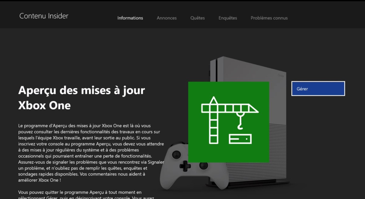 Xbox Insider inscription console