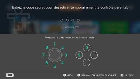 Nintendo Switch contrôle parental code