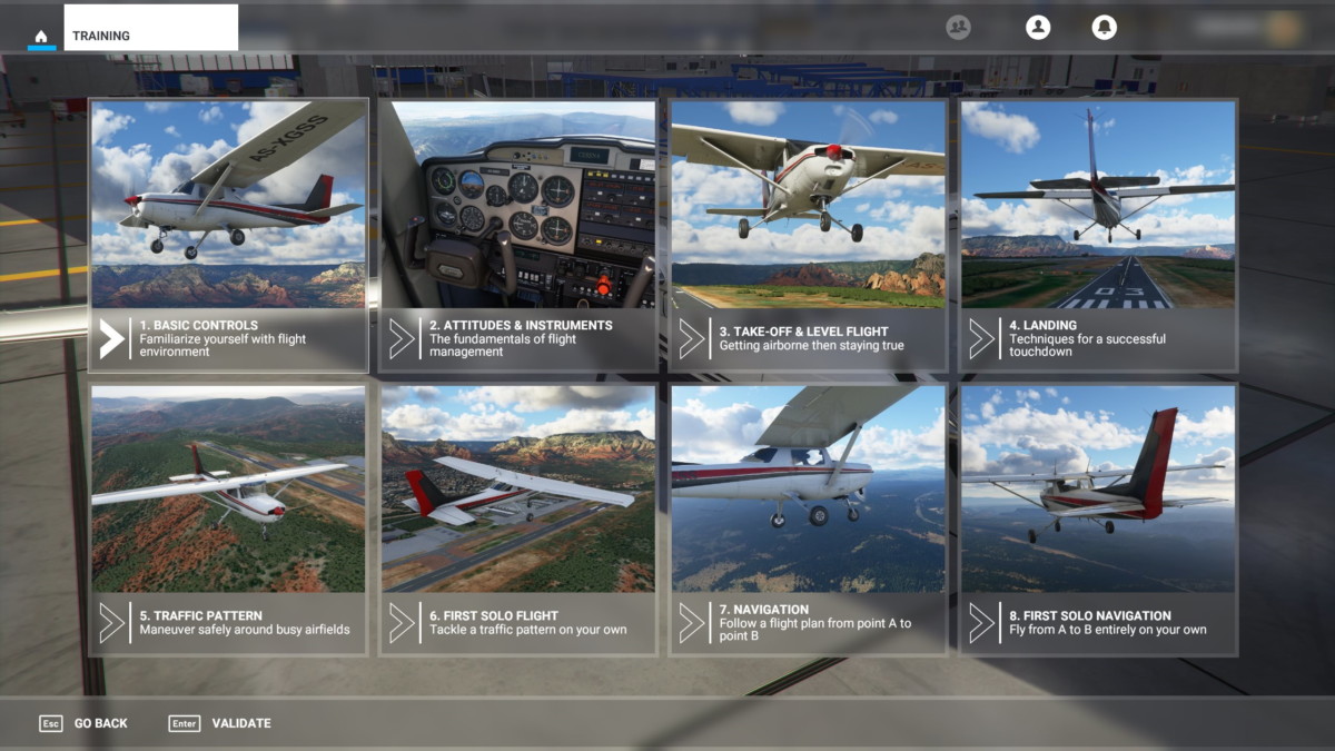 Flight Simulator mode entrainement