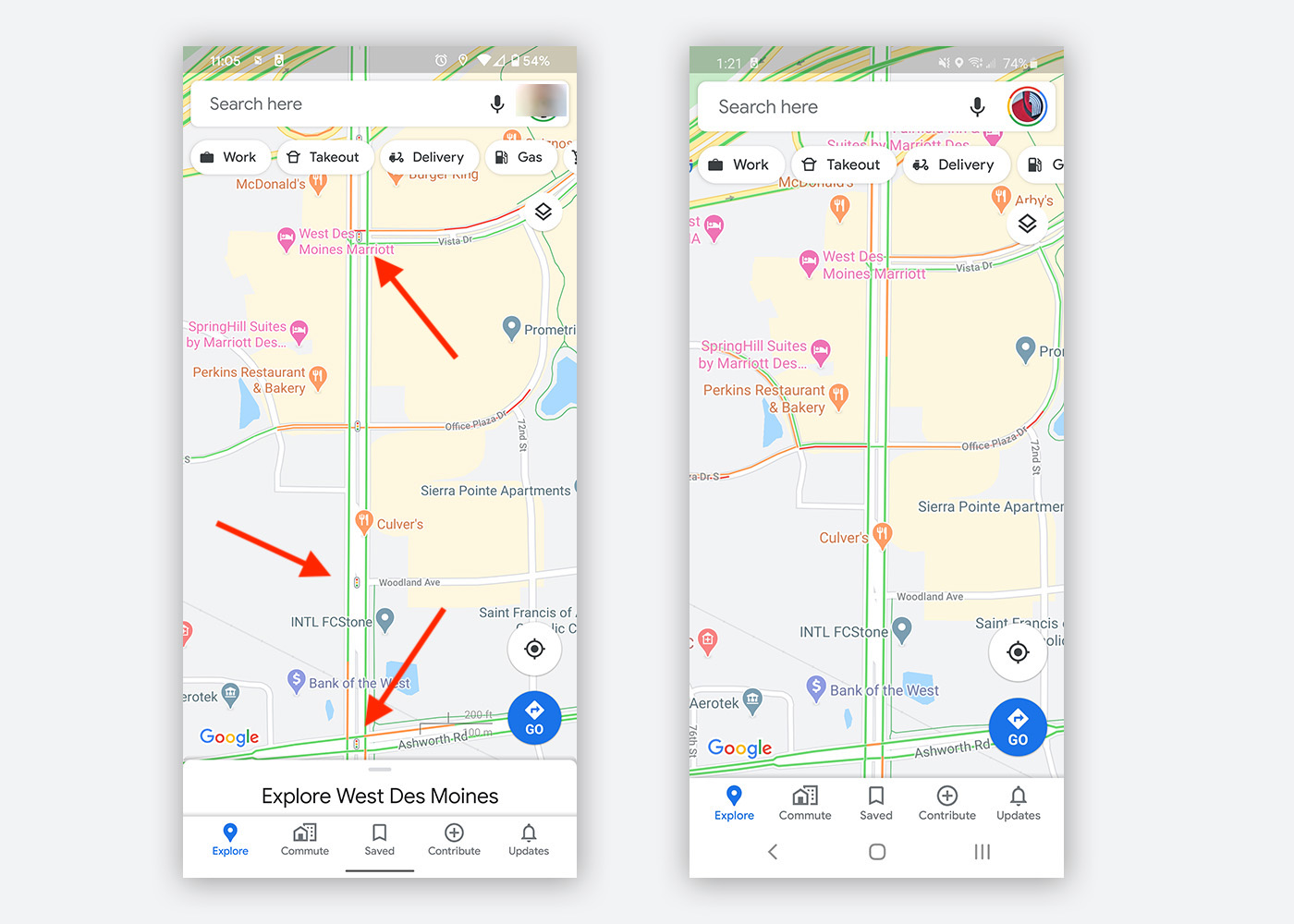 Les feux tricolores sont visibles dans Google Maps