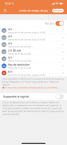 Nintendo Switch appli contrôle parental temps d'écran