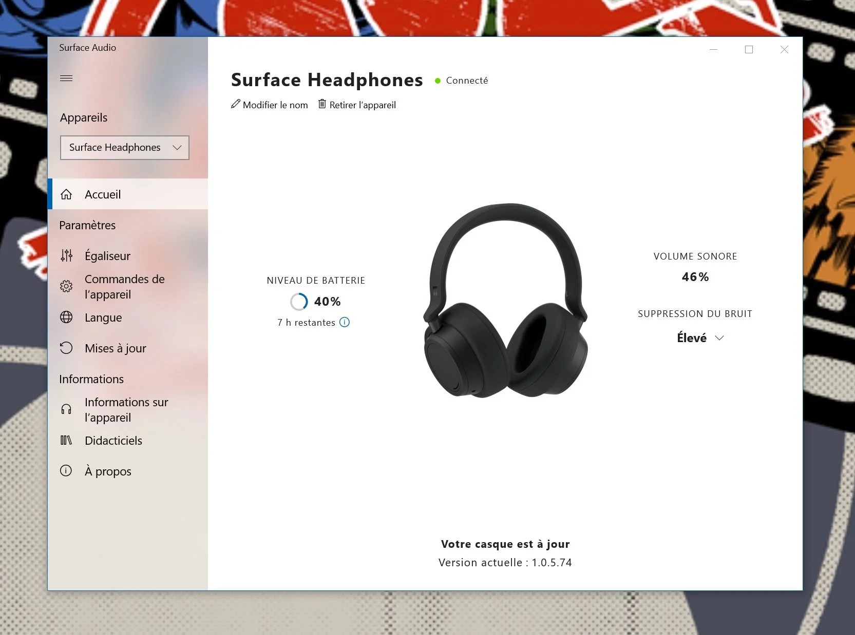 L'application Surface Audio sur Windows 10 // Source : Frandroid