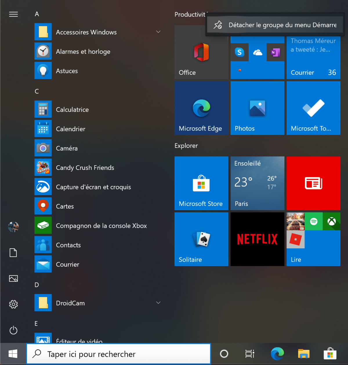 Paramétrage Windows 16
