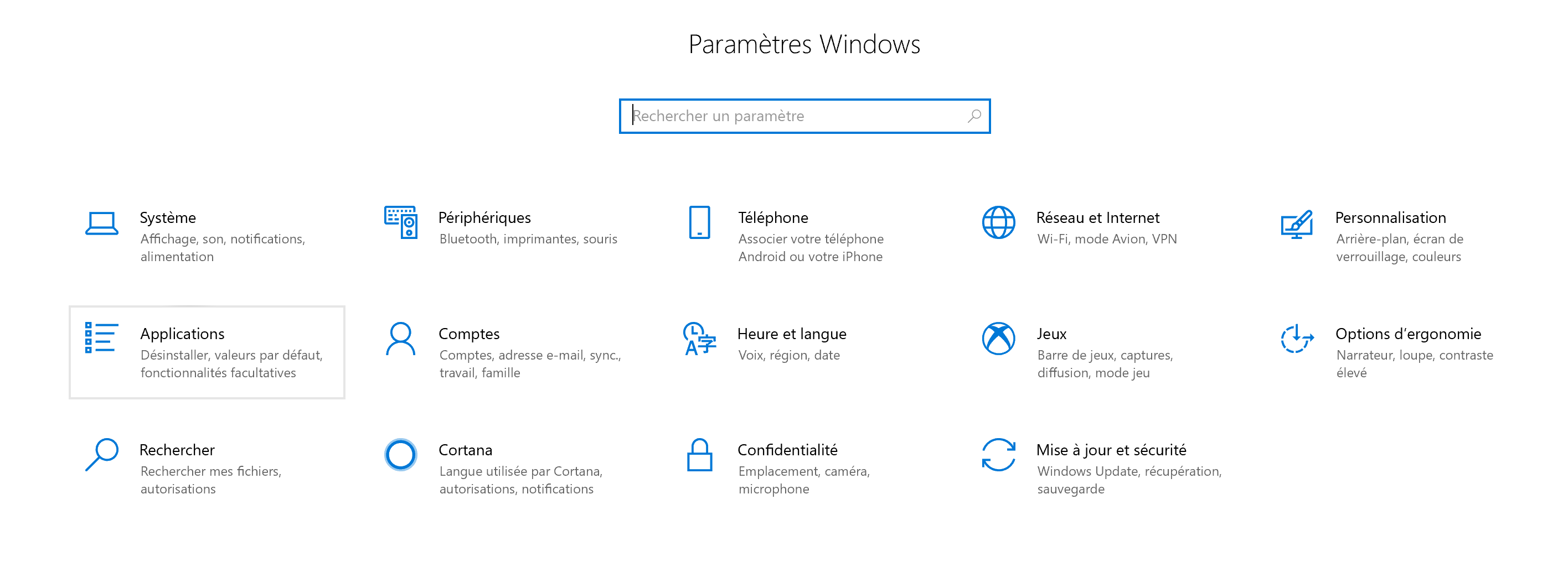 Paramétrage Windows 7