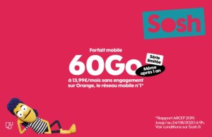 Sosh dégaine un nouveau forfait mobile 60 Go en plus de son offre 100 Go