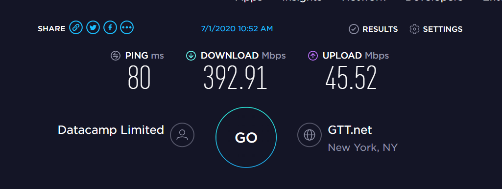 speedtest serveur new york surfshark