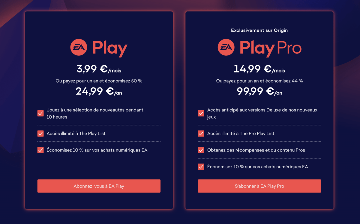 Offre EA Play EA Play Pro
