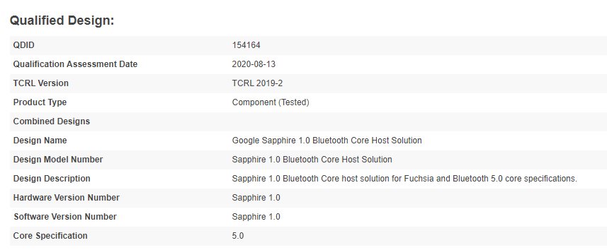 Certification Bluetooth de Sapphire 1.0