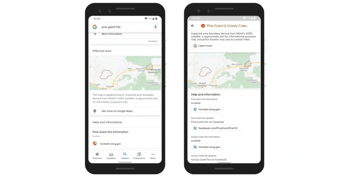 Suivre un feu de forêt sur Maps Suivre un feu de forêt sur Maps