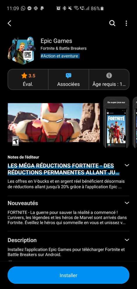 Fortnite est proposé chez Samsung