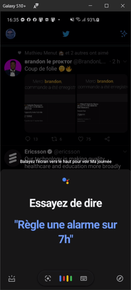 L'app Android de Google Assistant sur Windows 10