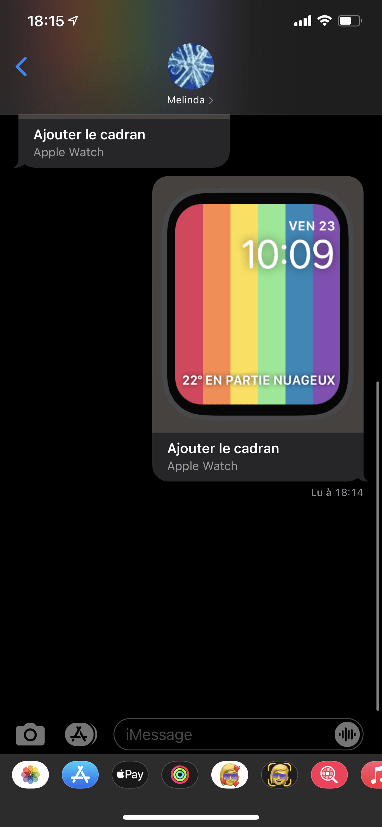 Apple Watch watchOS 7 cadran SMS Message