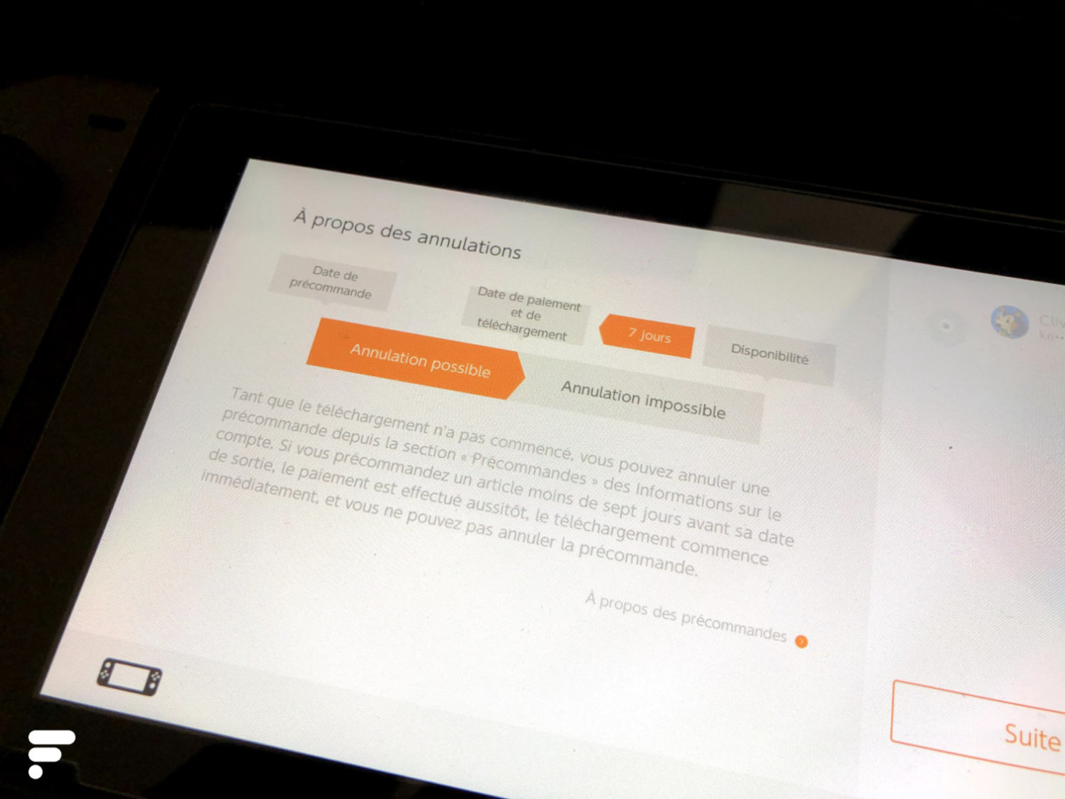 L'eShop mentionne bien la possibilité d'annuler la précommande // Source : Frandroid L'eShop mentionne bien la possibilité d'annuler la précommande // Source : Frandroid