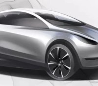 Dessin d'une petite voiture électrique Tesla publiée par la marque en début d'année 2020