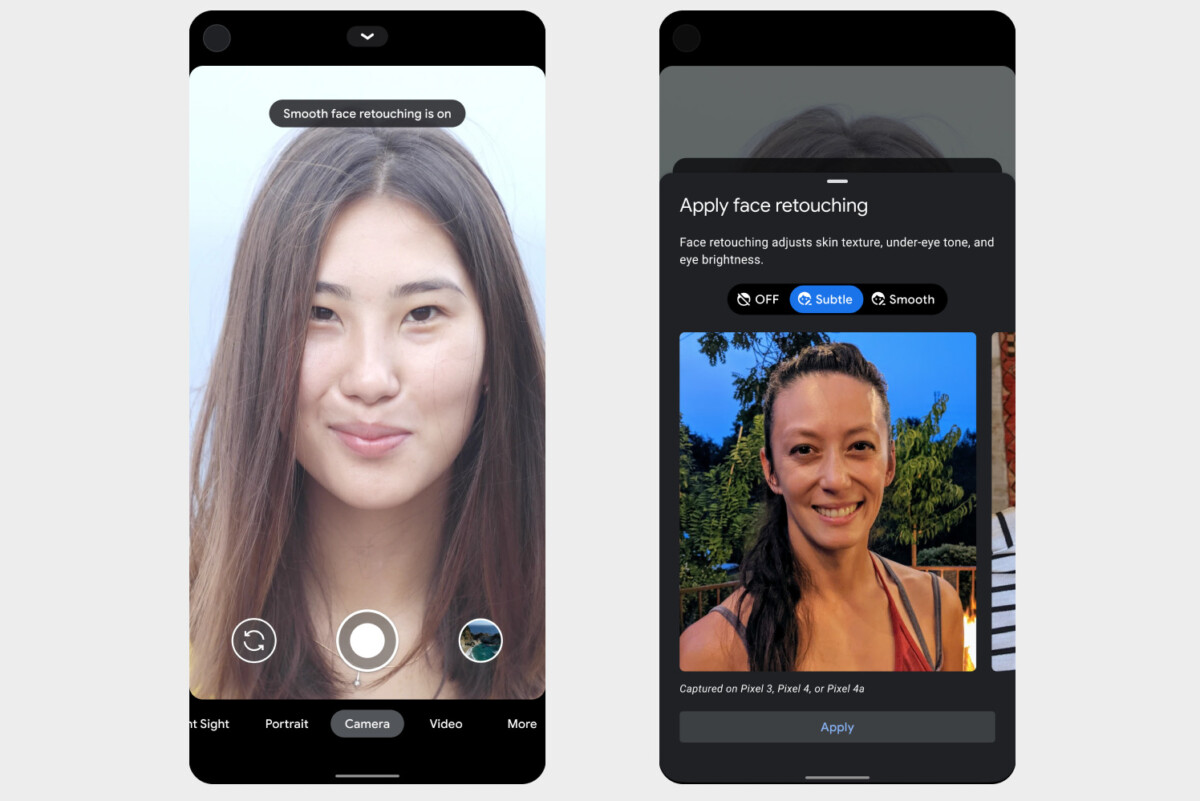 L'interface de retouche sur le Google Pixel 5