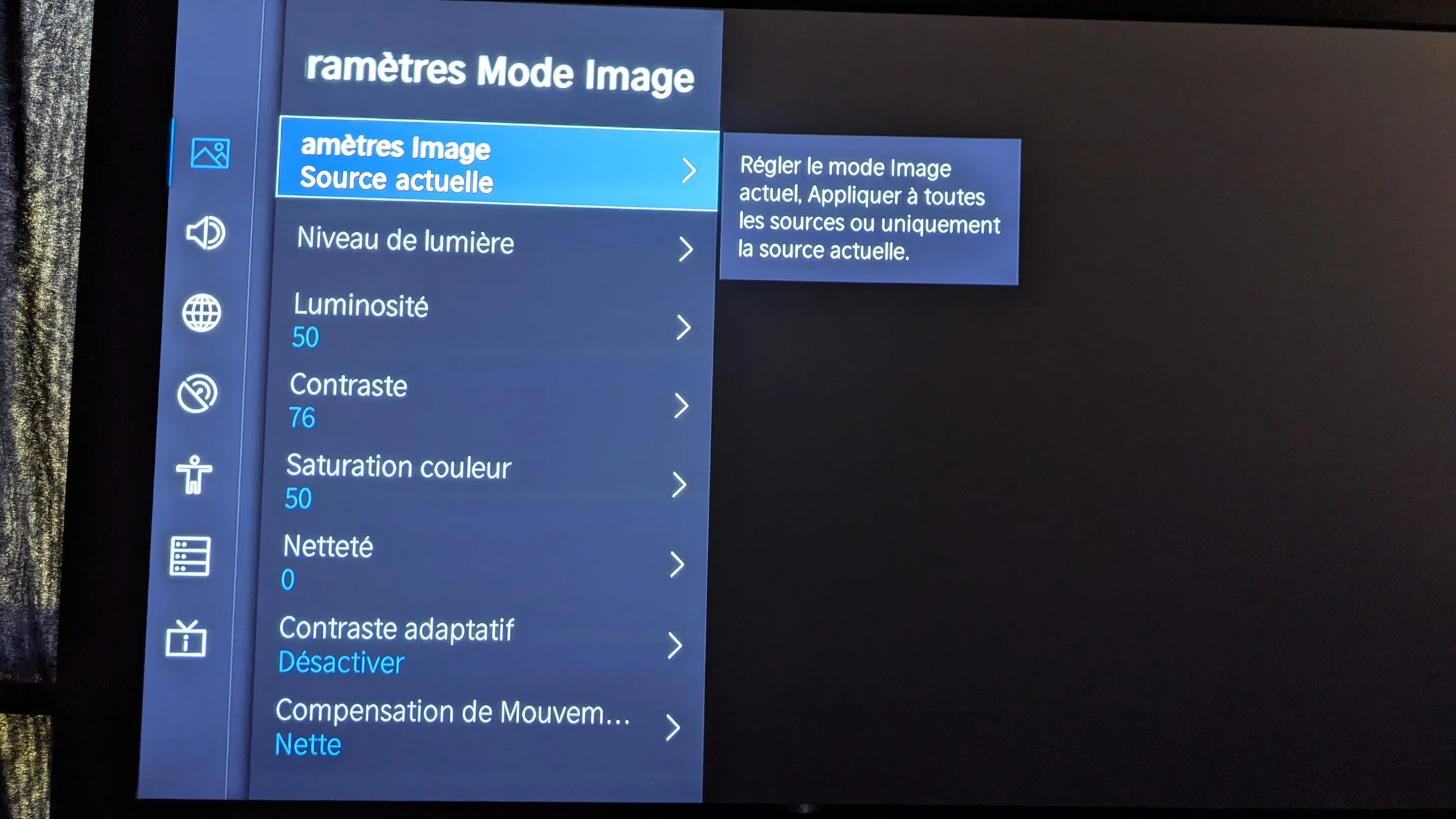 Plusieurs modes d'image sont disponibles