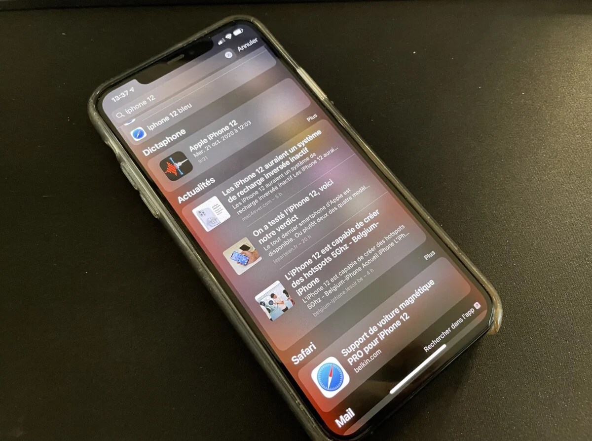 Apple iPhone 11 Pro Max recherche spotlight