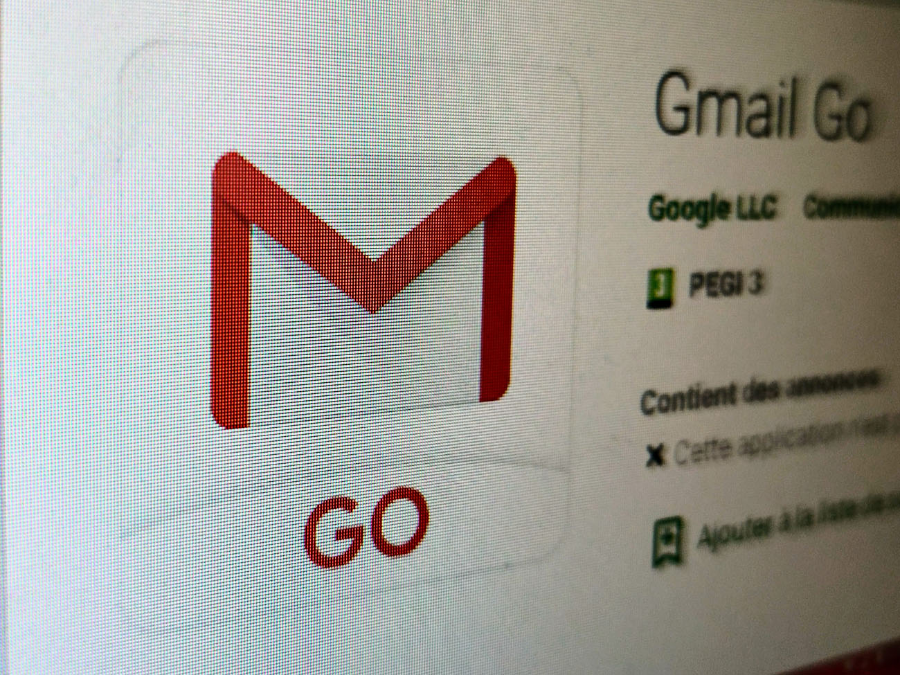 L'application Gmail Go sur le Play Store