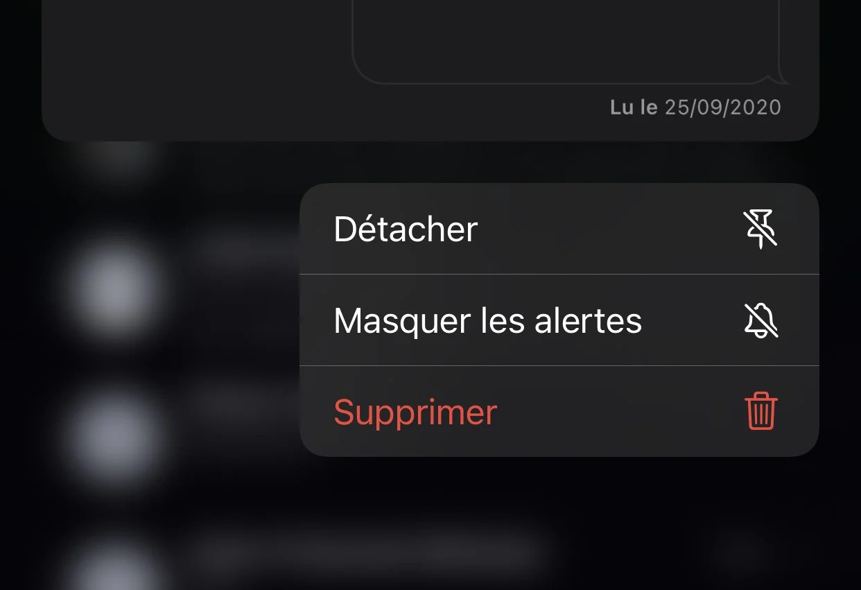 Apple Messages désépingler