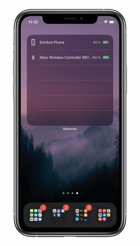 iOS 14 affiche le niveau de batterie de la manette // Source : Frandroid