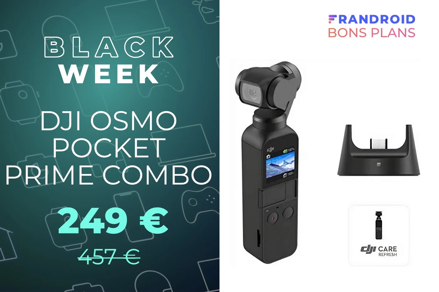 La DJI Osmo Pocket Prime Combo avec accessoires et Care Refresh est à -46 % !