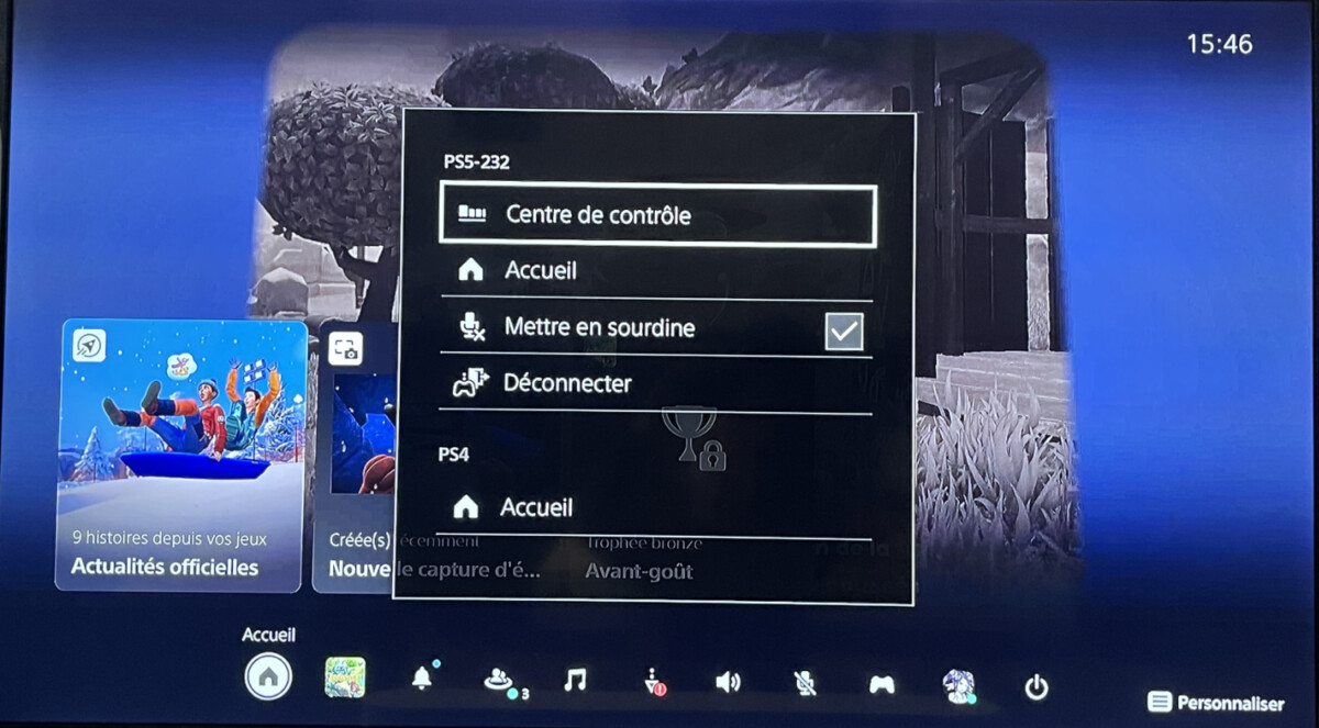 Ecran controle PS4 pour jouer à la PS5