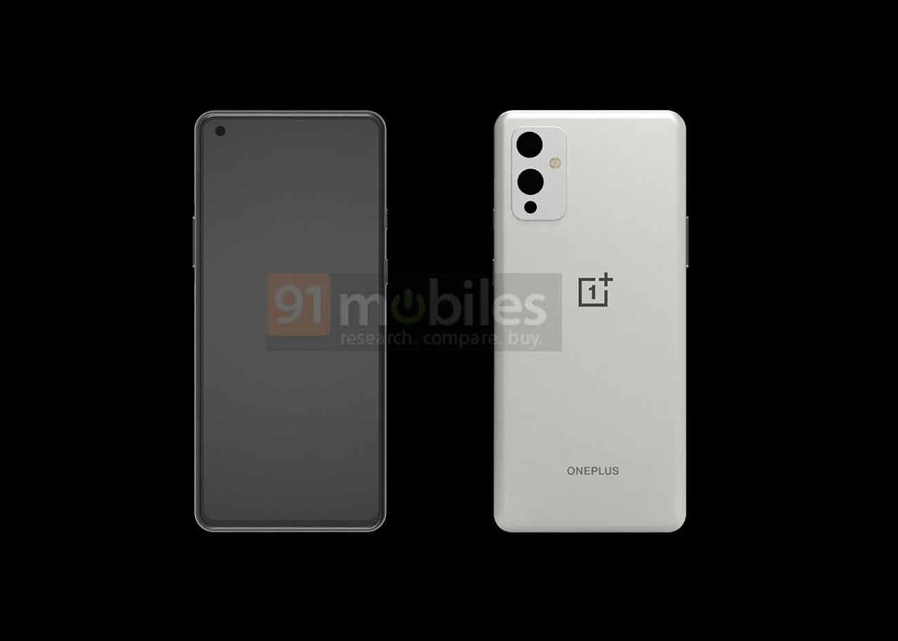 Le design du OnePlus 9 selon 91Mobiles