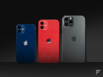 De gauche à droite : les iPhone 12 mini, iPhone 12 et iPhone 12 Pro Max // Source : Frandroid - Arnaud GELINEAU