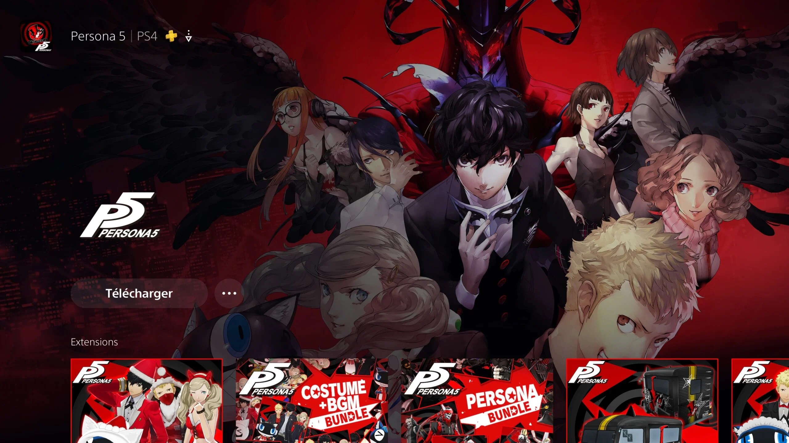 Le téléchargement du jeux Persona 5 sur PS5 (version PS+ Collection)