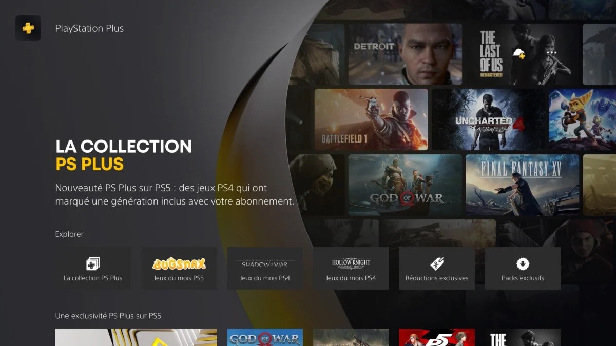 PS plus menu interface PS5