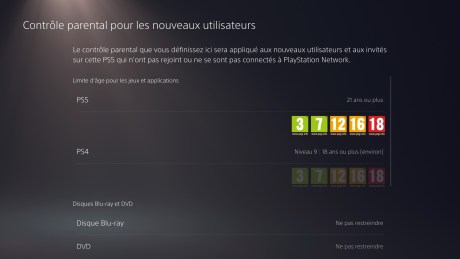 Sur PS5, vous pouvez définir les limitations d'accès à certains jeux pour vos enfants