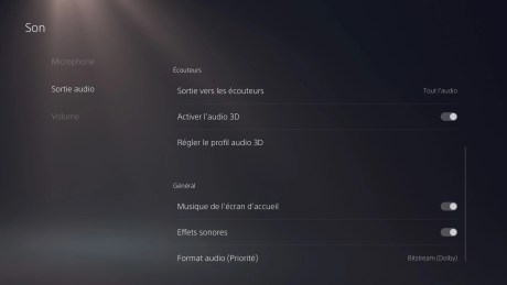 PS5 menu audio