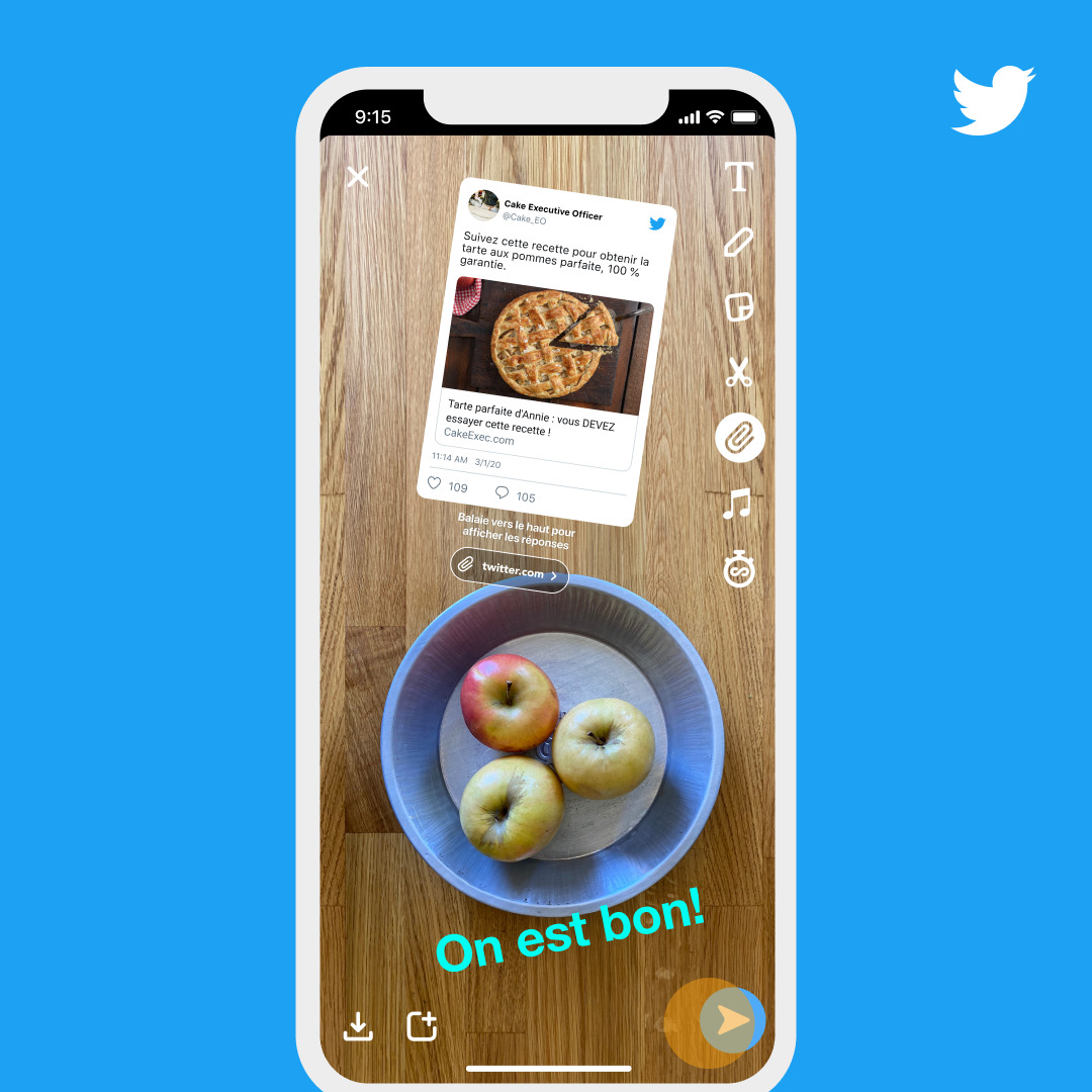 Les outils de Snapchat sont utilisables avec un tweet