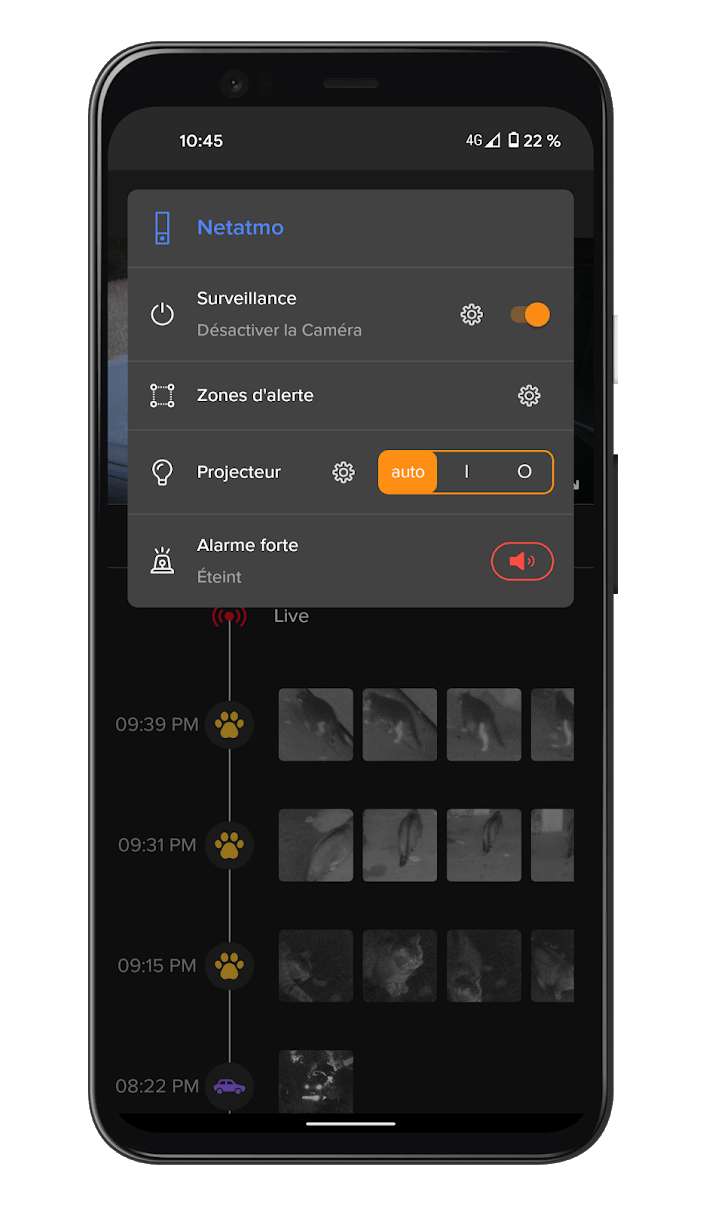 Netatmo Caméra Extérieure Intelligente avec Sirène - Application - Réglages